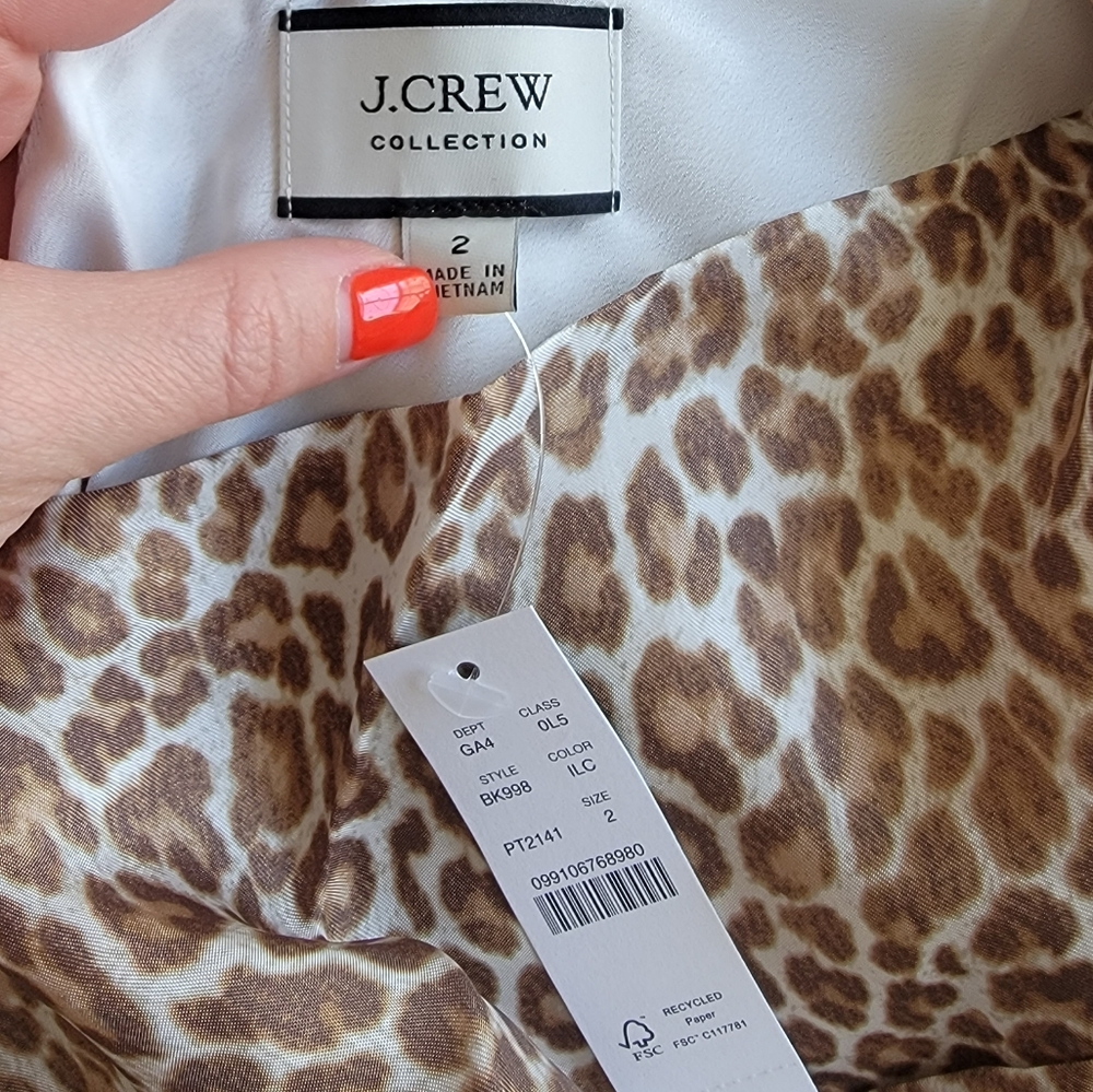 NWT J. Crew One-shoulder ruffle-hem dress in leopard, size 2 - Picture 7 of 9